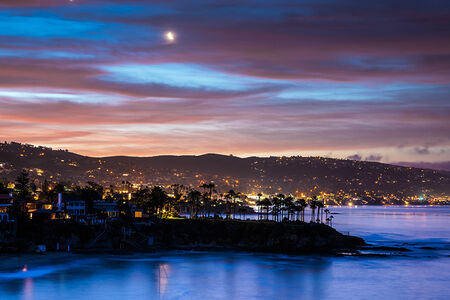 huntington beach arial at dusk